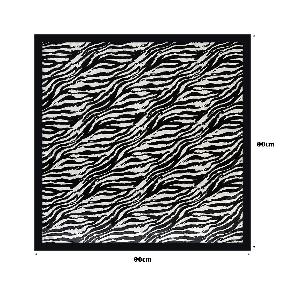 الفاخرة متعددة الاستخدام الساتان وشاح مربع 90*90 سنتيمتر تنفس الحجاب شريط طباعة الأوشحة الحريرية المرأة الإكسسوارات