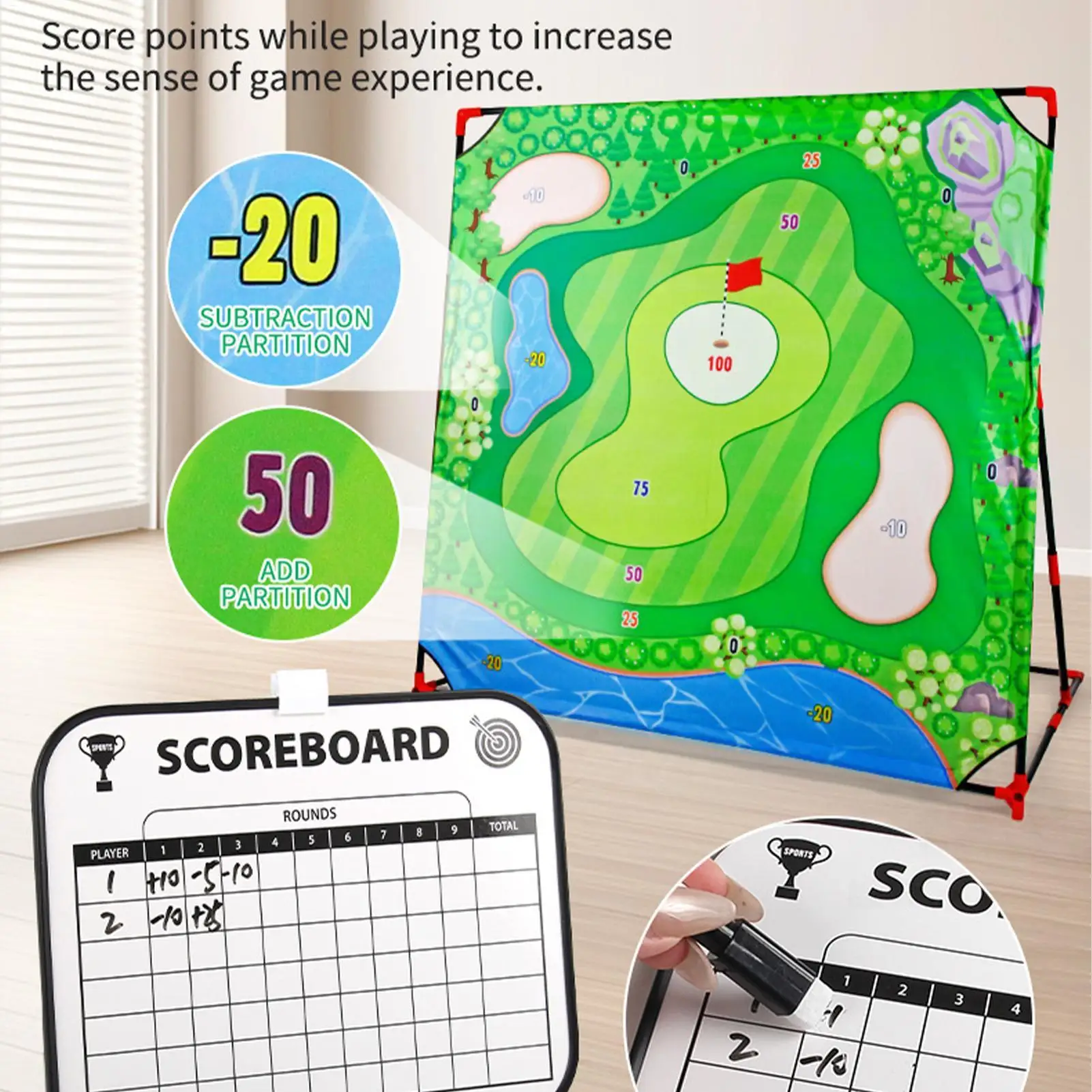 مجموعة واحدة من لعبة تقطيع معركة الجولف، حصيرة ضرب الجولف، الأنشطة الرياضية، لعبة ممارسة التأرجح، أداة تدريب للفناء الخلفي للمنزل #6