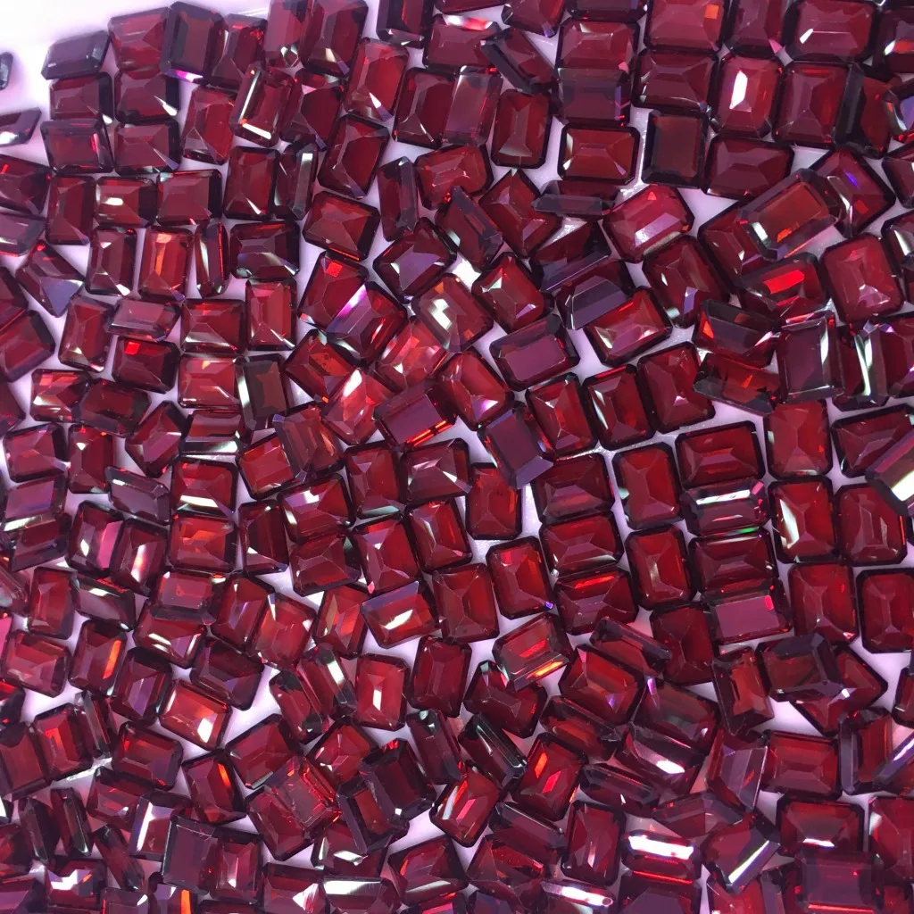 Wholesale 10pcs Natural Garnet Bead 6x8mm Faceted Rectangle Semi-Precious Gemstone Cabochon Ring Face For Jewelry