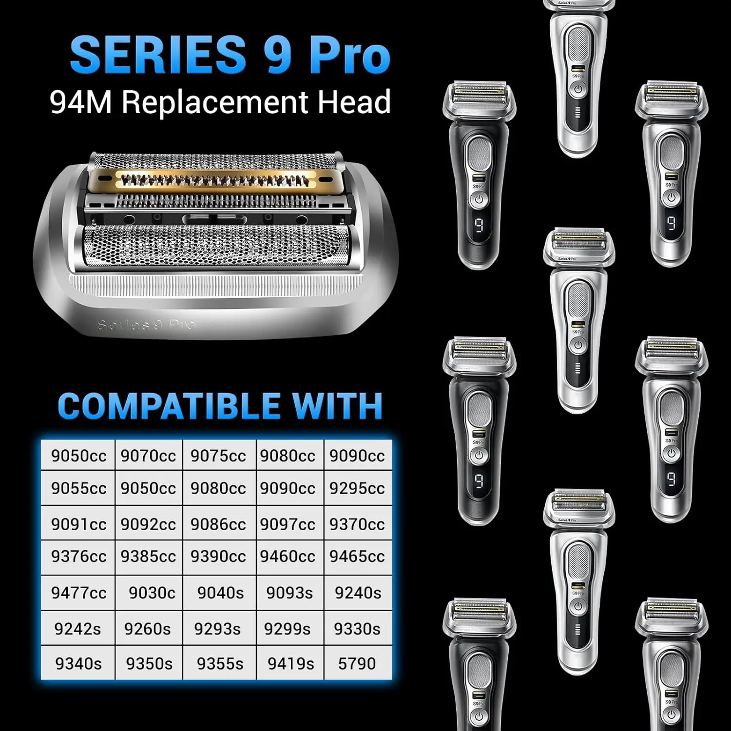 ماكينة حلاقة كهربائية من السلسلة 9 Pro 94M لشفرات الحلاقة الكهربائية براون 94M 9030S 9040S 9050CC 9070CC 9040s9 (عبوة واحدة) #6