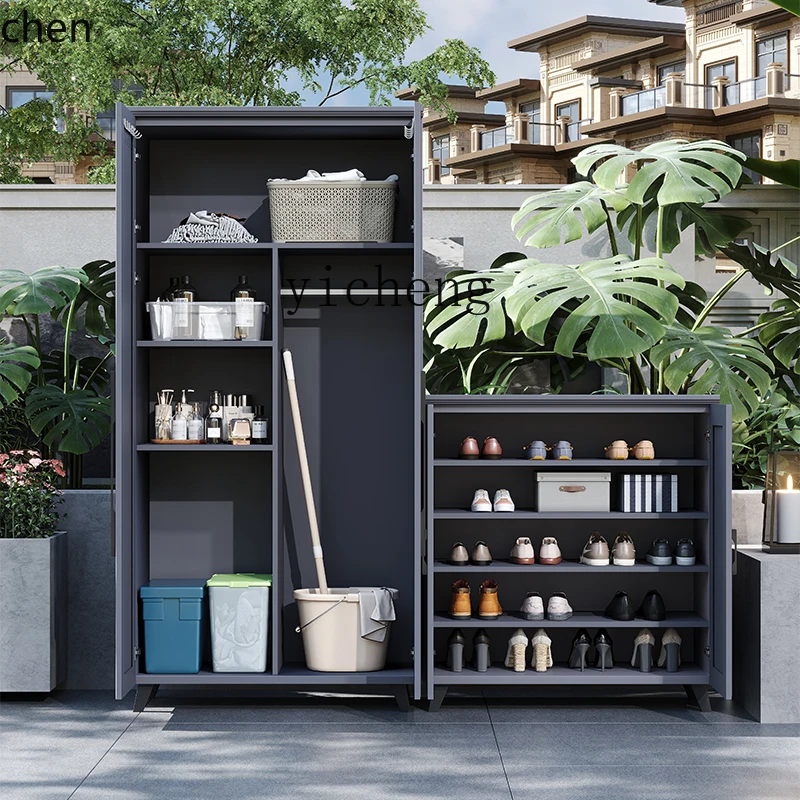 HXL Aluminum Alloy Storage Cabinet Waterproof Sunproof Rustproof Outdoor Courtyard Sundries Storage Cabinet