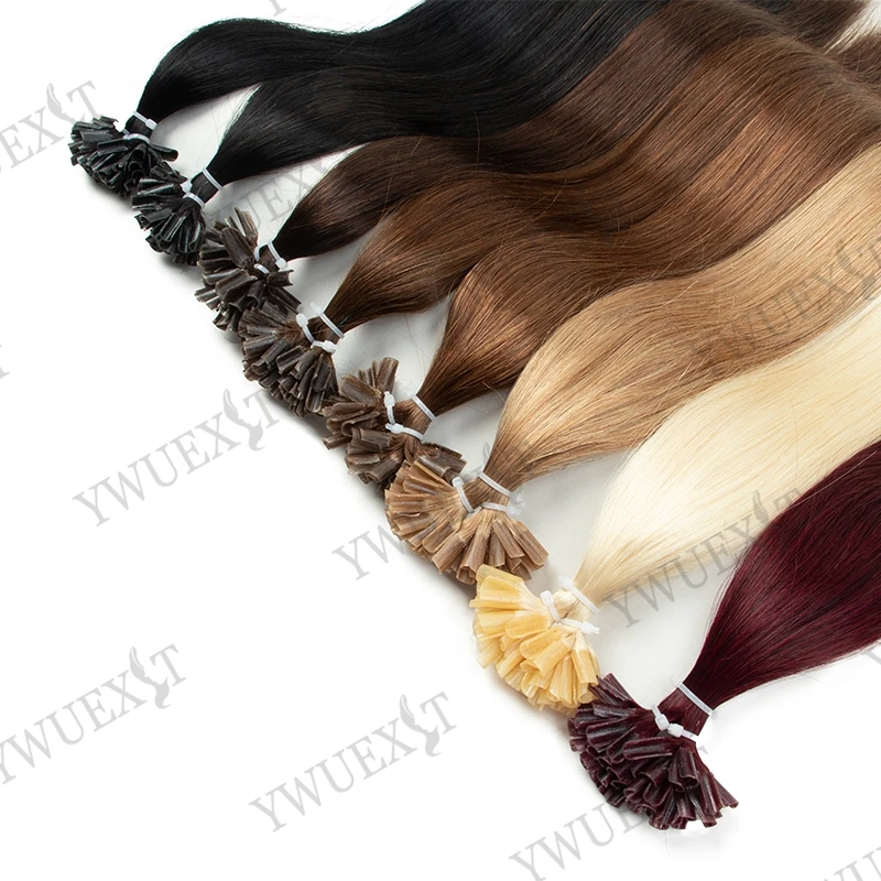 U Tip Hair Extensions 100% Human Hair Keratin Pre Bonded Tip Extensions for Volume Straight Thin Hair 50g Professional Salon Kit