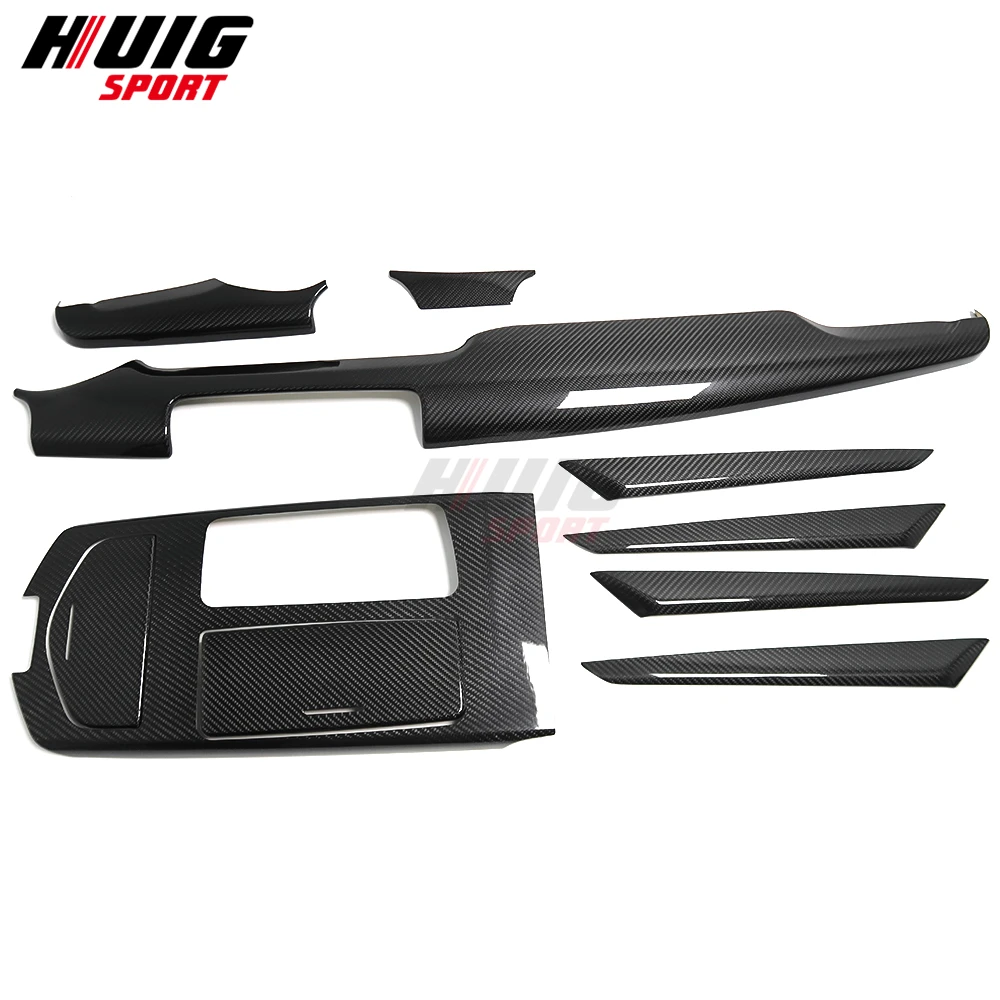 ألياف الكربون سيارة الداخلية مركز والعتاد التحول لوحة وحدة التحكم الجانب الباب الديكور غطاء الكسوة لمازيراتي كواتروبورتي 2016-2021 #3