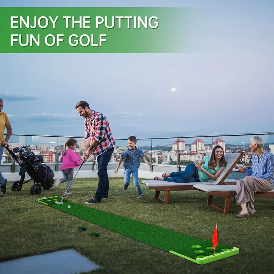 مجموعة ألعاب وضع الجولف مع حدود أمامية للاستخدام الداخلي والخارجي تتضمن 4 كرات جولف وحقيبة محمولة و2 أعلام وأكواب عملية مثالية