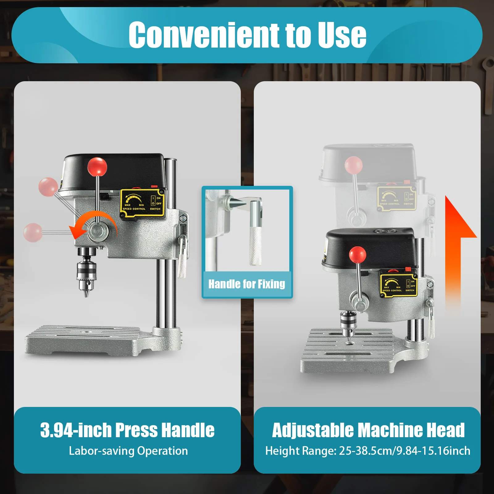 Imagem -04 - Portátil Elétrico Mini Drill Press Velocidade Variável Bench