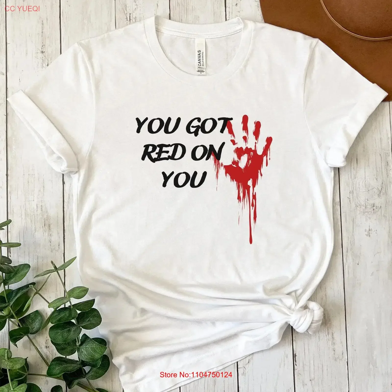Camiseta de Halloween con la frase divertida de la película Shaun of the Dead, para fanáticos de películas de terror, zombis, comedias clásicas, con la frase 'You Got Red On', estilo vintage lavado.