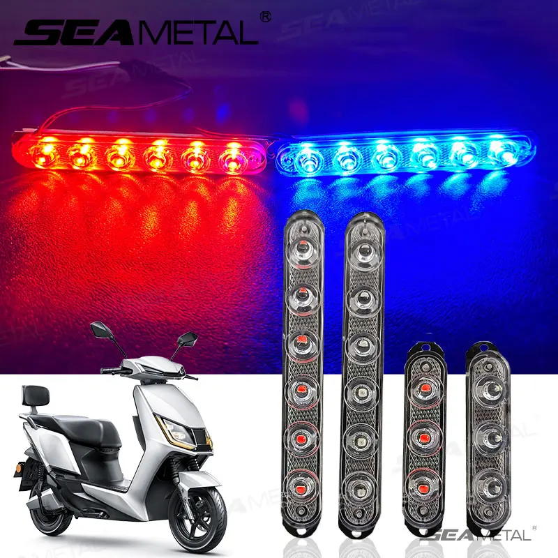 

SEAMETAL 2Pcs Led Strobe Light for Motorcycle 12V/24V Night Driving Flashing Warning Light Waterproof Car/Motorbike Signal Lamp