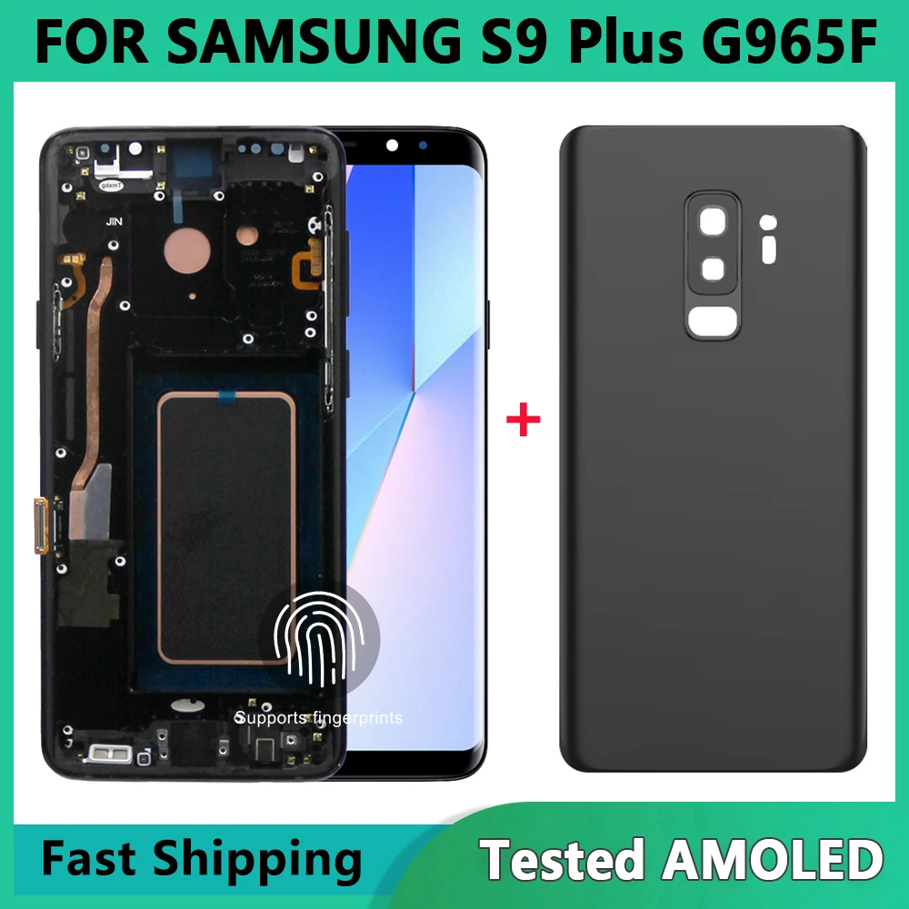 Tela de Substituição para Samsung S9 Plus Super AMOLED Display Screen LCD G965F G9650 com Touch Screen Digital e Conjunto de Moldura