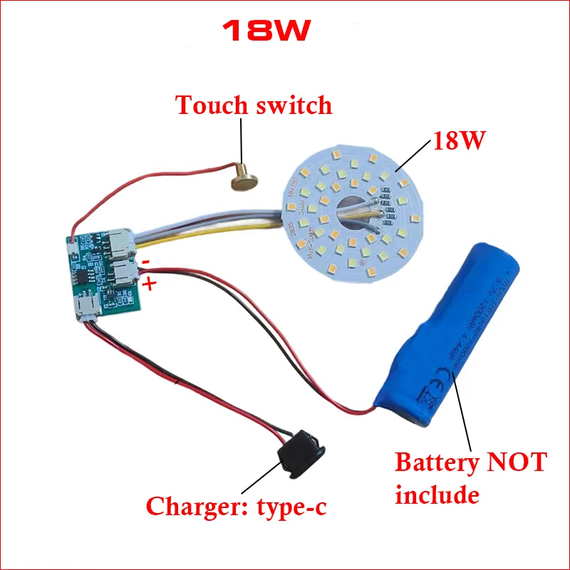 DC3.7V مصدر الضوء LED لوحة 10 واط 50 مللي متر و 18 واط 54 مللي متر 3 ألوان يعتم تحكم مع اللمس تشغيل/إيقاف التبديل ميناء الشحن Type-C
