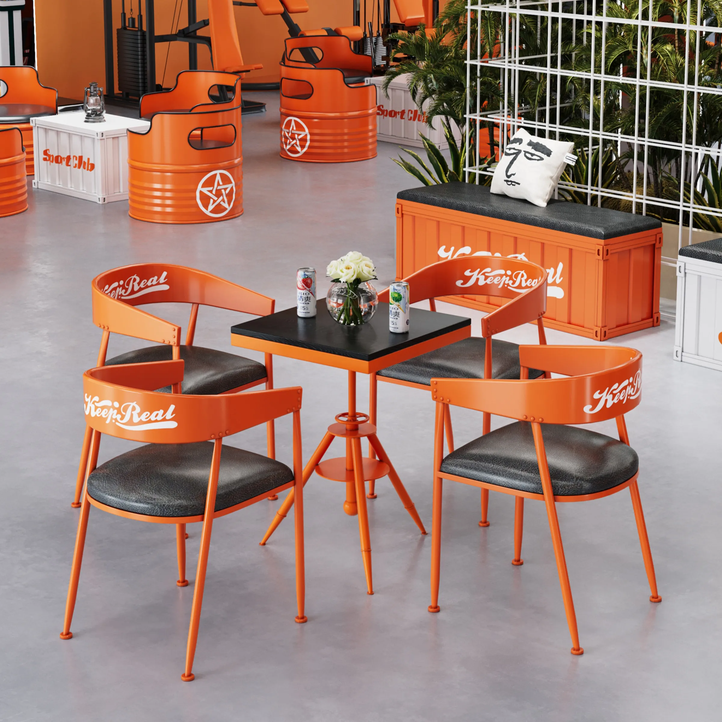 Restaurant wrought iron dining table commercial negotiation round table