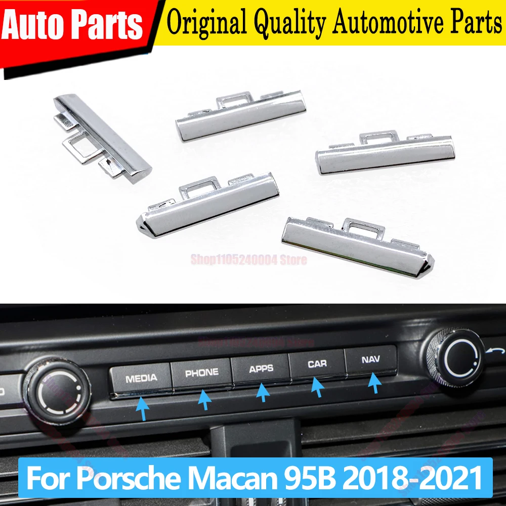 Front Display Screen Chrome Button Trim Switch Plating Strip For Porsche Macan 95B 2018-2021 95B919597 Car Accessory