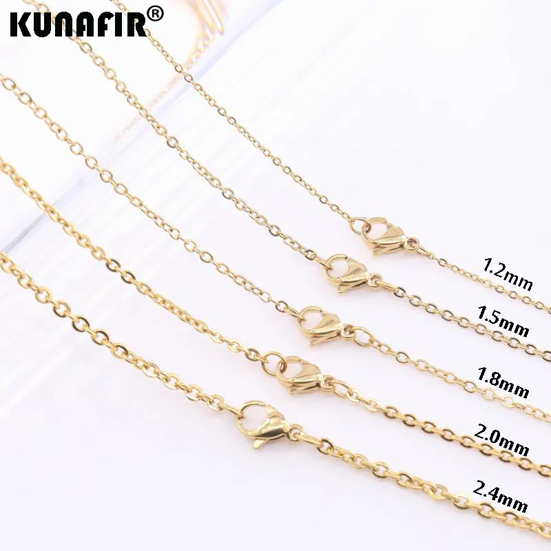 Golden color Hammered flat Cross chains Necklace Stainless steel Fashion Jewelry Man Male 1.2mm-2.4mm ZX427DG ZX121DG