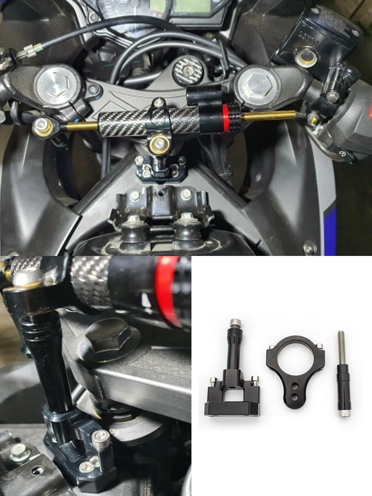 Carbon Steering Damper Stabilizer Motorcycle For Yamaha YZF R3 R25 MT25 YZFR3 Directional Dampers Mount Bracket Support Kit