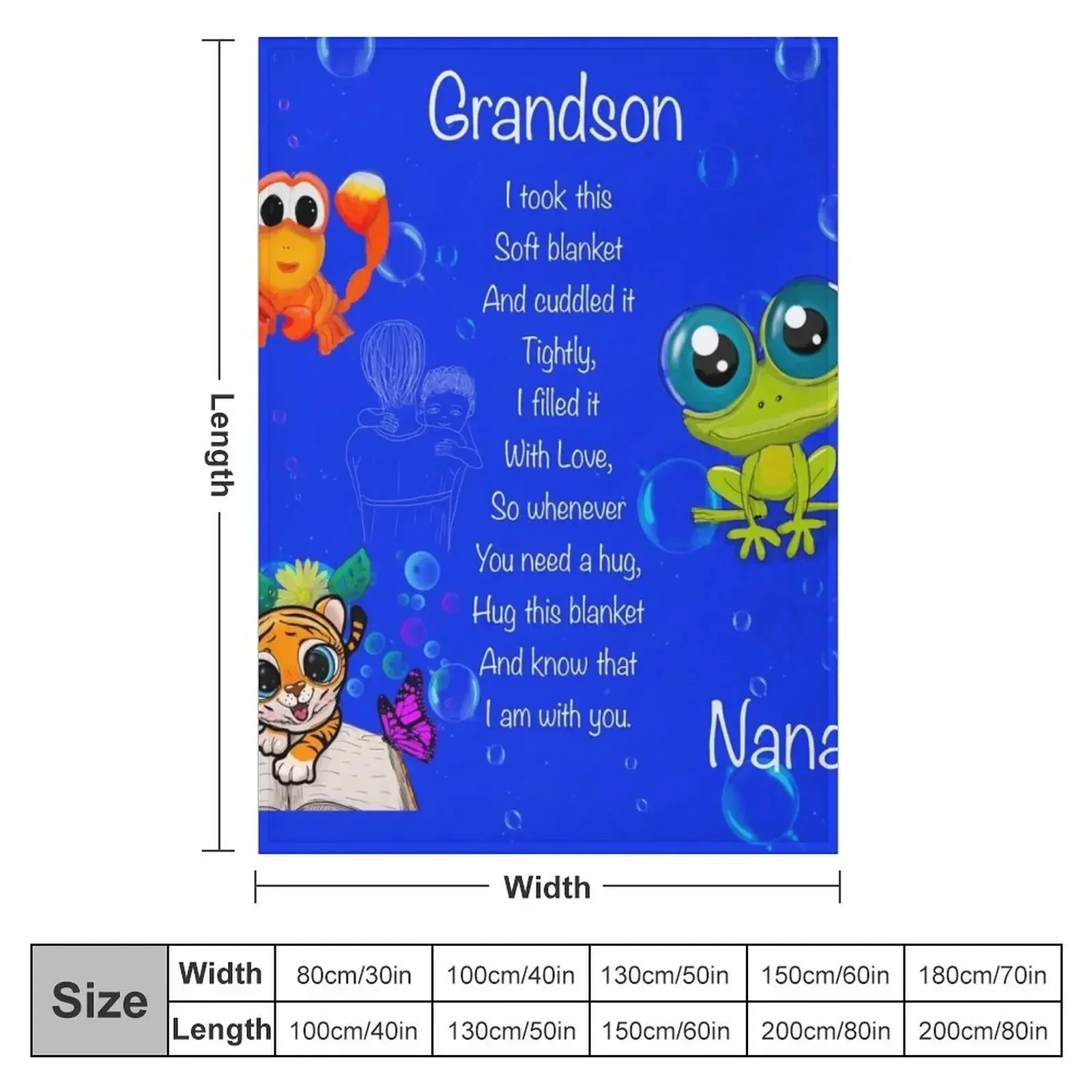 Grandson cuddle blanket love Nana Throw Blanket For Decorative Sofa halloween valentine gift ideas Blankets