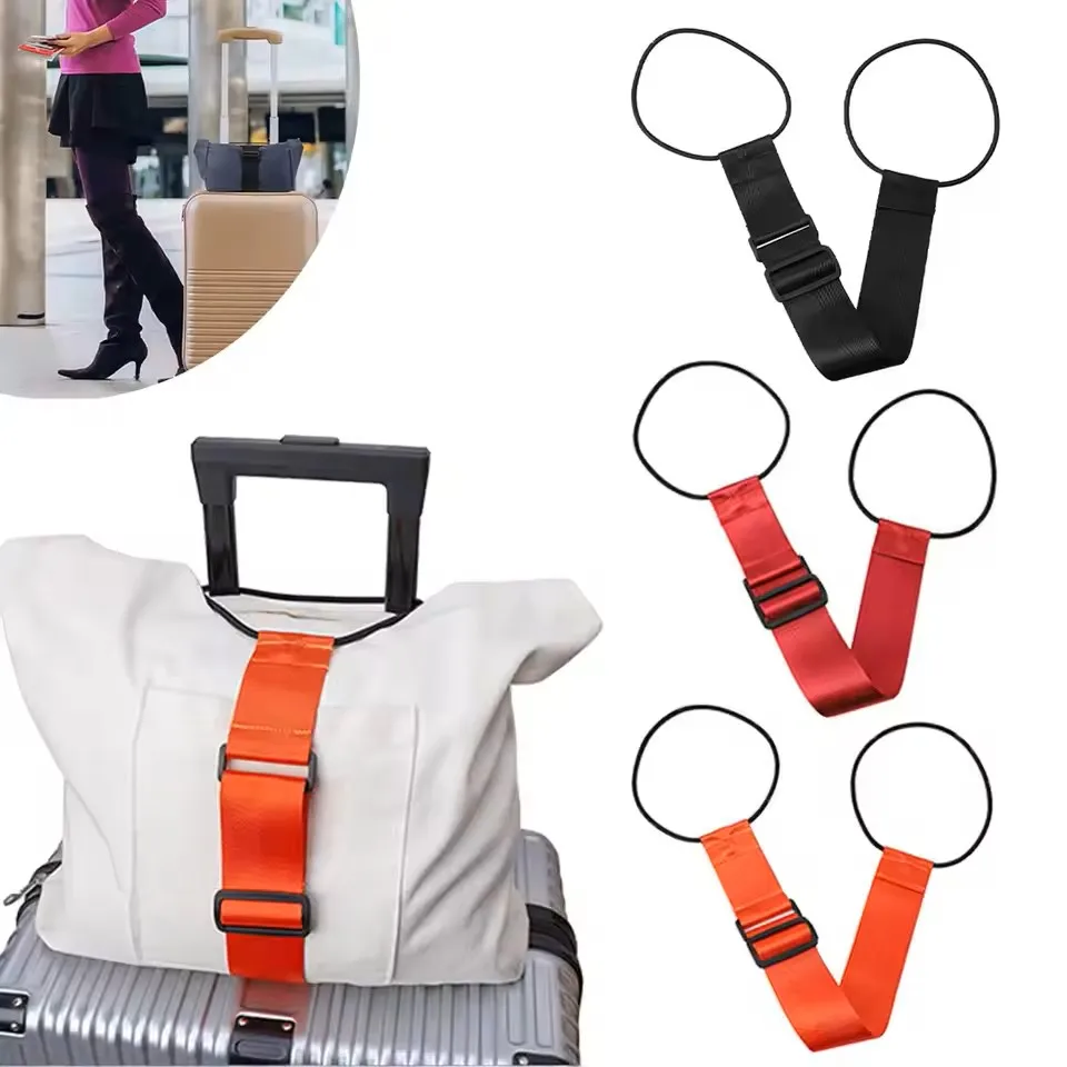 حزام أمتعة مرن قابل للتعديل، حزام متعدد الاستخدامات وقابل لإعادة الاستخدام، ملحقات حقيبة السفر البسيطة، حبل ربط للحمل على الحقيبة #6