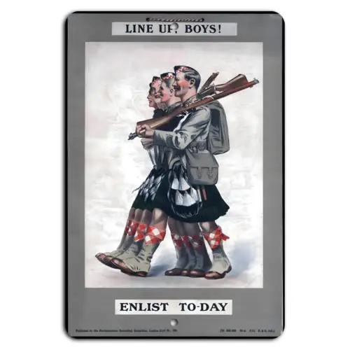 Line Up, Boys! Enlist Today - Join the Cause-Aluminum-tin sign