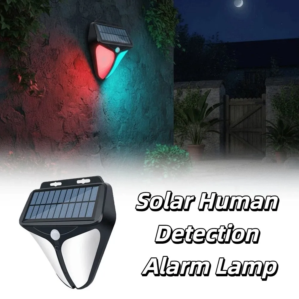 Waterproof Solar Alarm Light Human Infrared Detection 4 Modes Motion Sensor Light Sound and Light Warning Flashing Warning