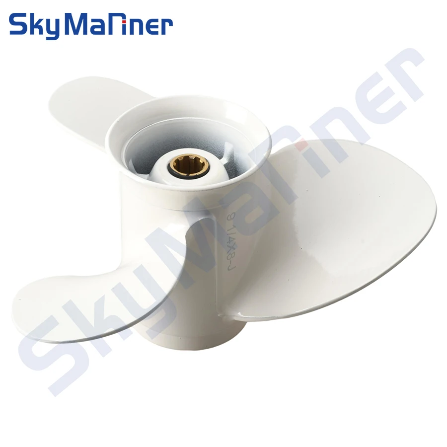 Outboard Motor 63V-45947 Propeller 9-1/4 X 8 For Yamaha 9.9HP 15HP Aluminum Alloy 3 Blade 8 Spline Tooth Boat Engine Parts