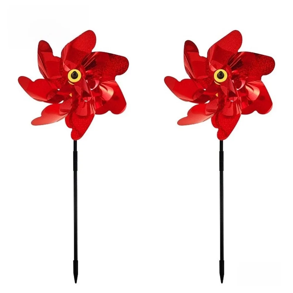 2pcs Reflective Shiny For garden Windmills 52x24.5cm for Bird Deterrent and Outdoor Decoration in Red Yellow Silver