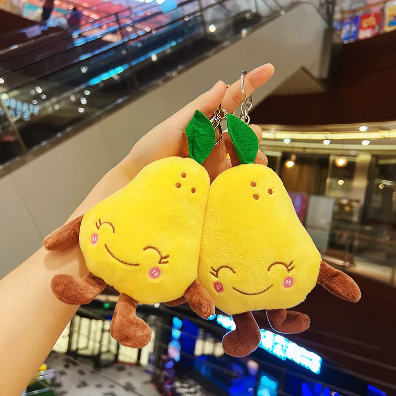

13cm Creative Cartoon Fruit Pear Plush Keychain Pendant Cute Stuffed Plush Toys Kids Kawaii Backpack Charm Children Gifts