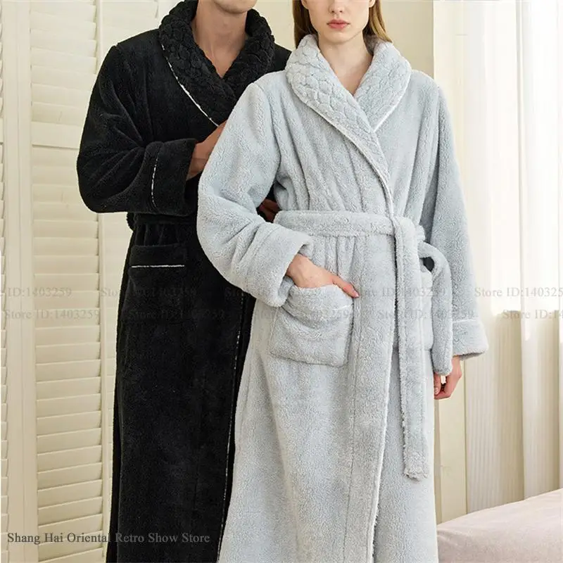 Jesień zima zagęścić szata mężczyźni Kimono szlafrok koszula nocna ciepłe flanelowe męskie bielizna nocna intymna bielizna Plus rozmiar Homewear