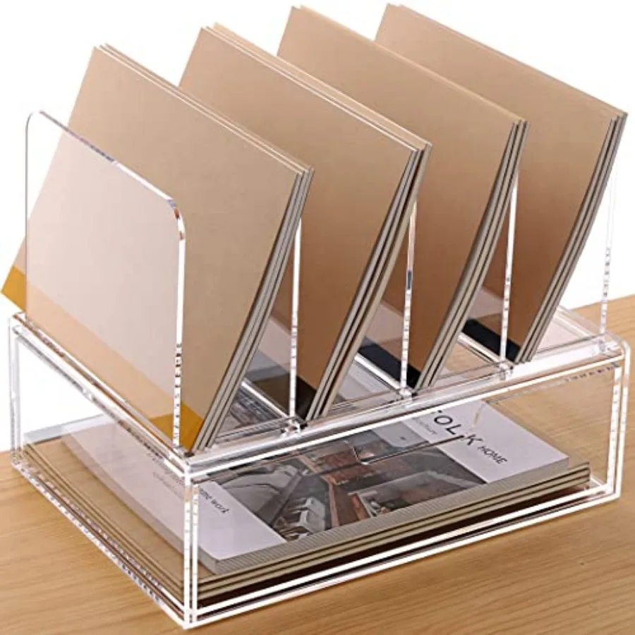 

Desk Organizers and Accessories, Acrylic Desk Organizer with Drawer, Office Supplies Organization Storage, Clear Acrylic File O