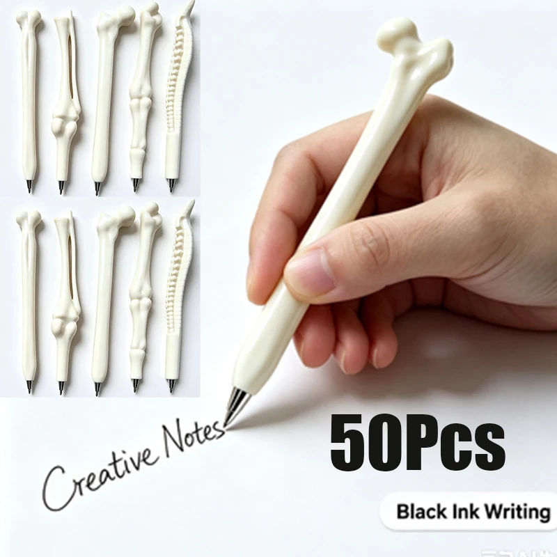 50pcs-novelty-skeleton-bone-pens-horror-bone-shaped-ballpoint-pens-halloween-party-decor