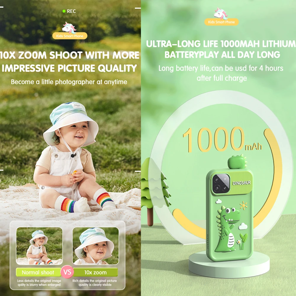 Kids Toys Phone Camera Touch Screen Baby Smart Mobile Phone MP3 Player Digital Educational Toys for Girls Boys Age 3-8Y Birthday