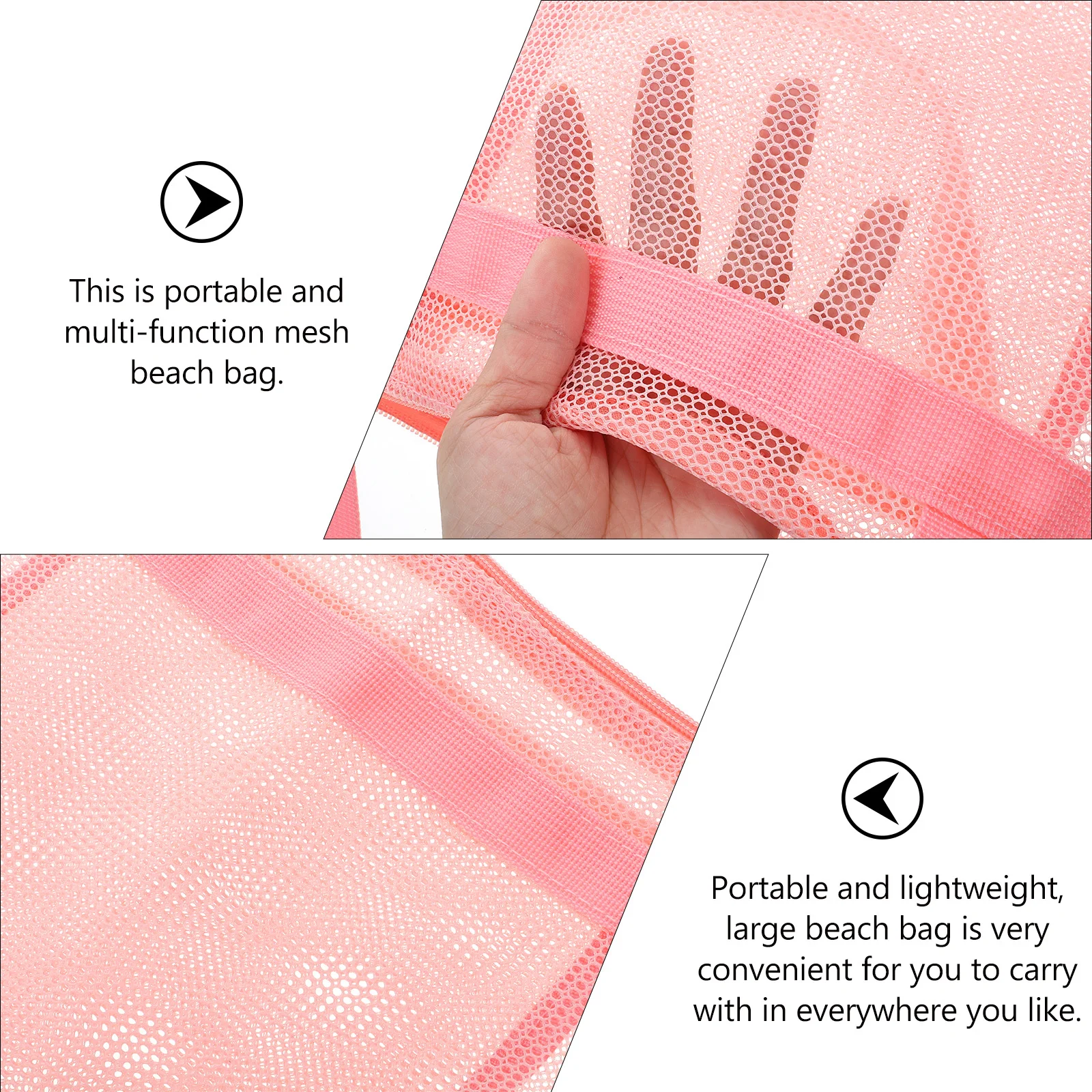 

Mesh Large Beach Bag Zipper Tote with Handle Portable Lightweight Storage Bag for Women Travel Swim Outdoor Beach