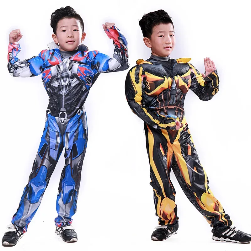 

Halloween Kid Boys Optimus Prime Superhero Costume Purim Chest Muscle Jumpsuit Book Week Children's Day Fancy Dress