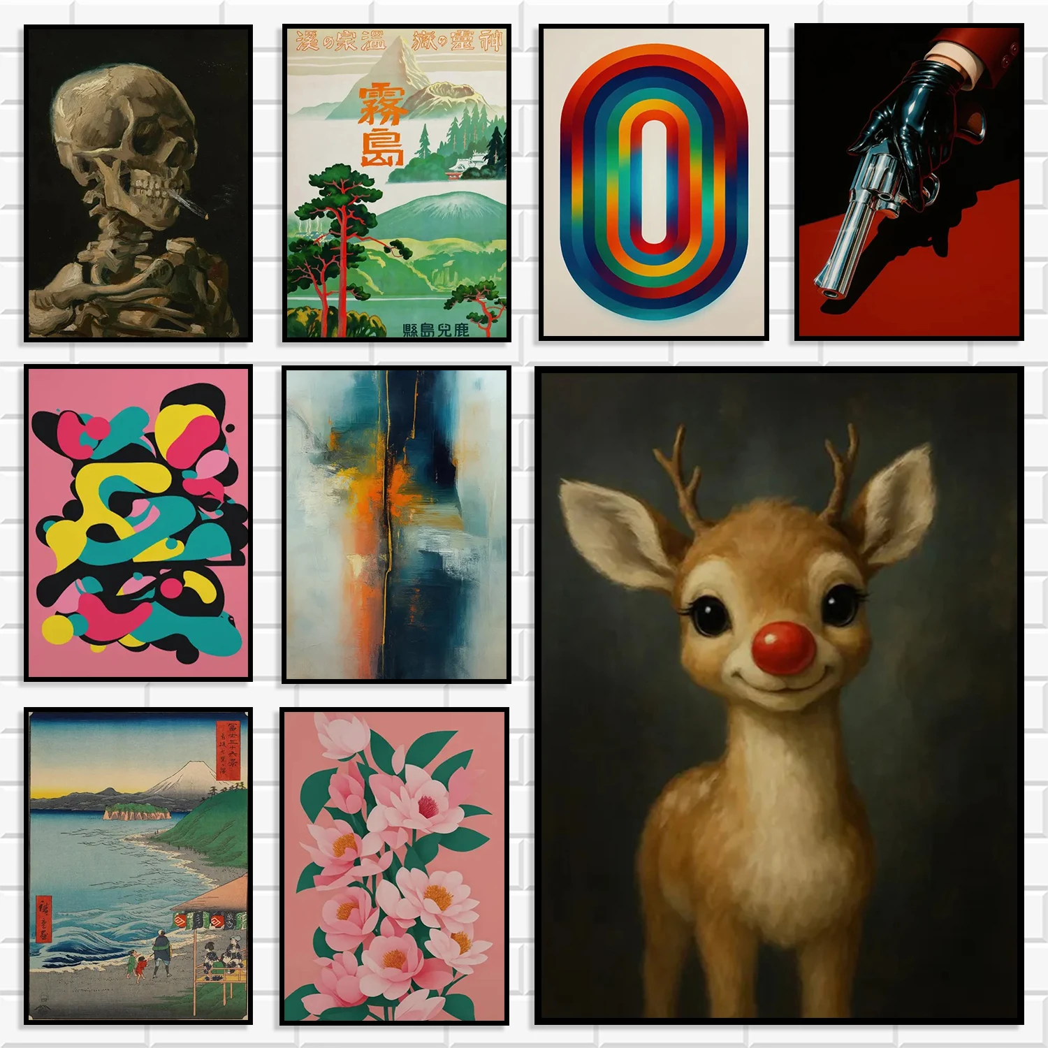 

Vintage Japanese Ukiyo-e & Quirky Art Print Collection Eclectic Retro Pop Canvas Posters Bold Aesthetic Wall Decor for Home