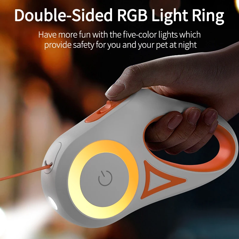 ROJECO 3M Retractable Dog Leash Roulette with LED Light Luminous Pets Leash for Puppy Dogs Outdoor Walking Running Traction Rope