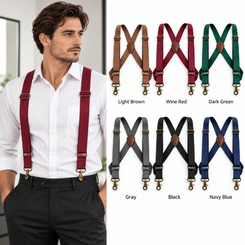 1Pc 3.5cm Wide Men Suspenders  - Men'S Formal Wear With Suspenders 评论和价格