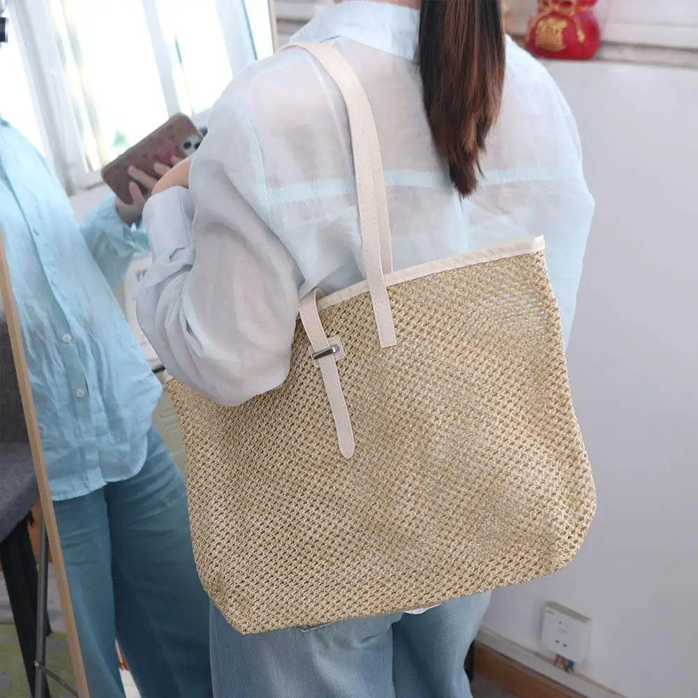 

Elegant Summer Straw Tote Bag Beach Vacation Woven Straw Bag Boho Casual Shoulder Bags for Ladies/Girls
