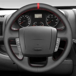 DIY Black Faux Leather Car Steering Wheel Braid Cover For Peugeot Boxer Citroen Jumper Relay Fiat Ducato Ram ProMaster