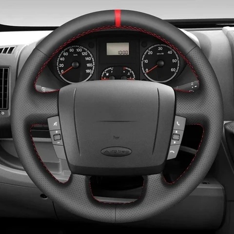 DIY черный плетеный чехол на руль автомобиля из искусственной кожи для Peugeot Boxer Citroen Jumper Relay Fiat Ducato Ram ProMaster