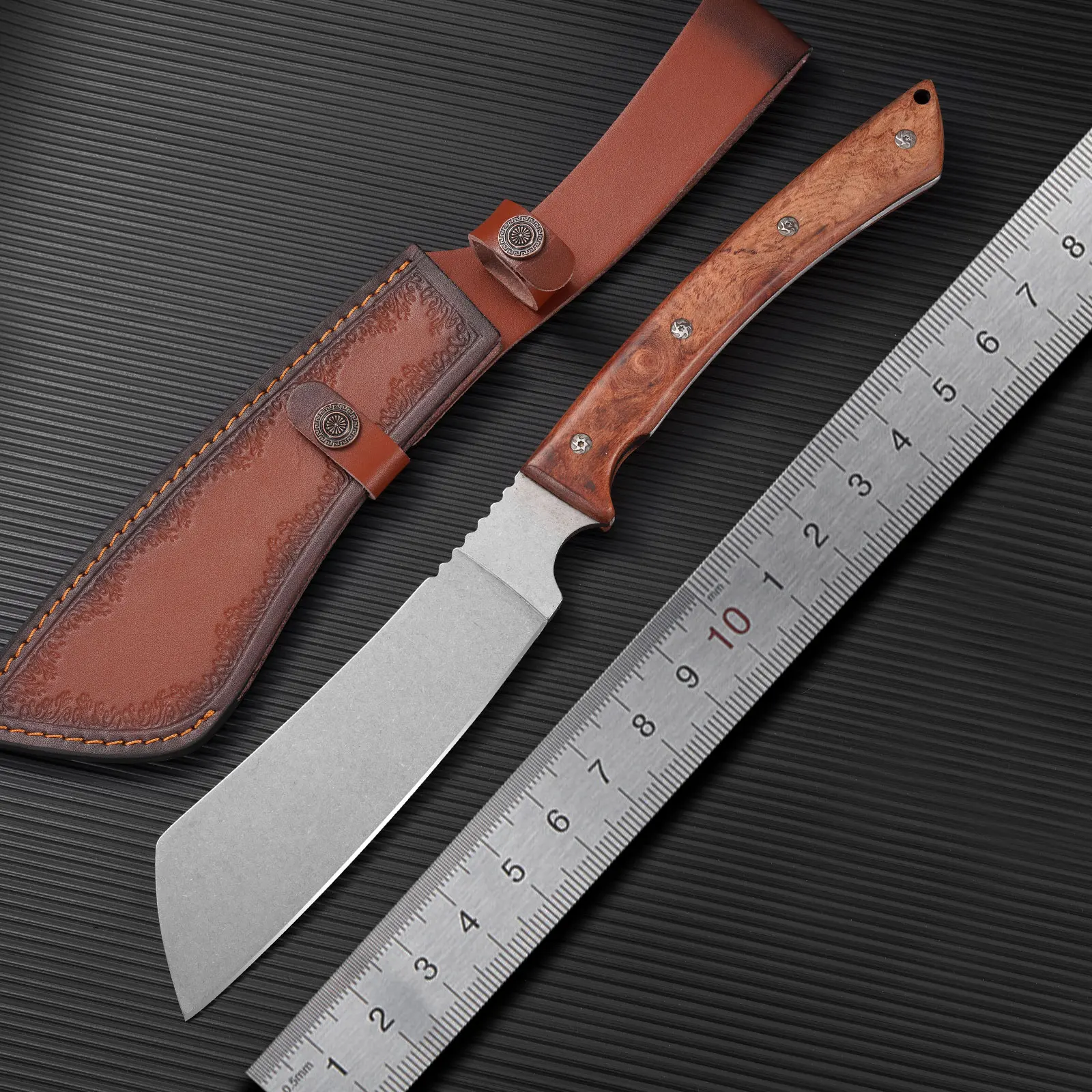 1pc，Outdoor camping straight knife, high-hardness wood chopping knife, stainless steel mountaineering knife, survival knife