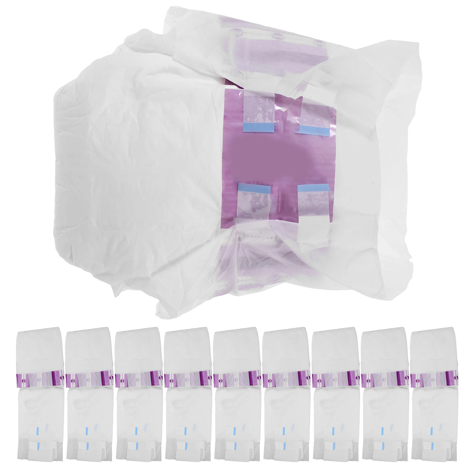 

10 Pcs Adult Diapers Incontinence Nappies Absorbent Pads Breathable Soft Durable Nonwovens PE Materials Prenatal Care Wheelchair