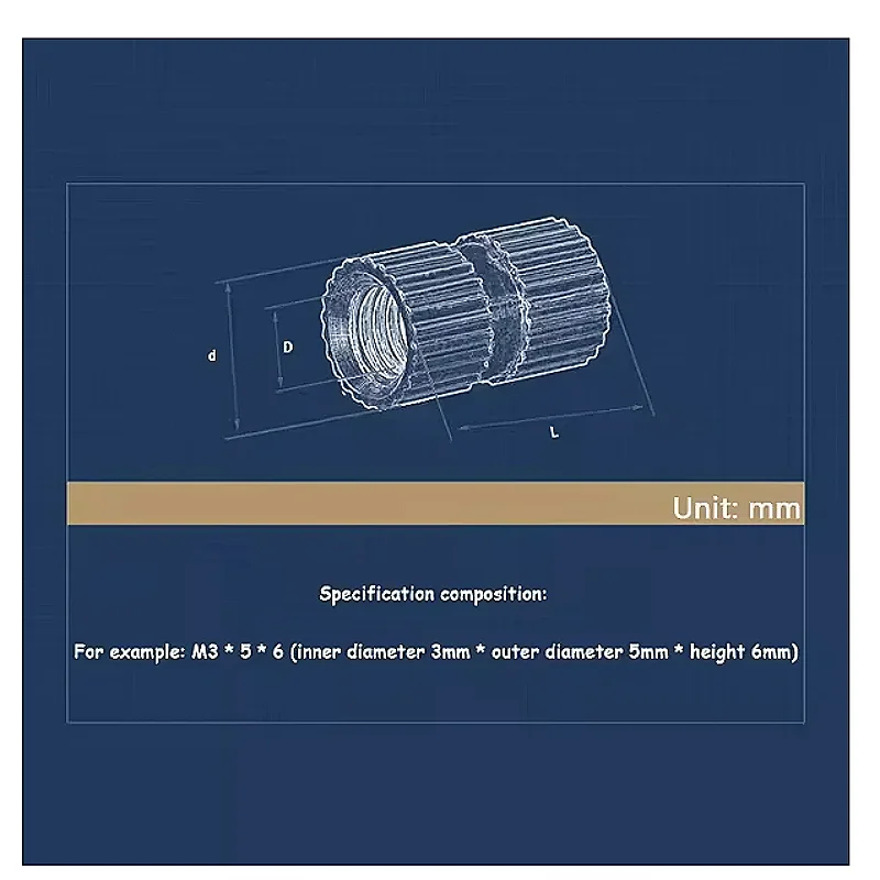 5~30pcs M3 M4 M5 M6 Double-pass Brass Insert Nut Injection Molding Round Knurled Thread Inserts Nuts High Quality