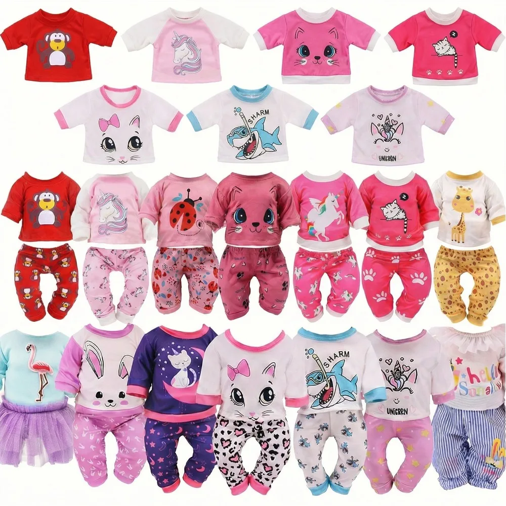 Kawaii Animal Pattern Doll Clothes For 43cm Baby Doll Clothes Accessories And 18 Inch American Doll Girl's Toys Our Generation