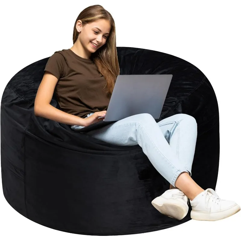 

3Ft Bean Bag Chair, Memory Foam Filling Bean Bag Chairs with Velvet Cover, Removable and Machine Washable Cover