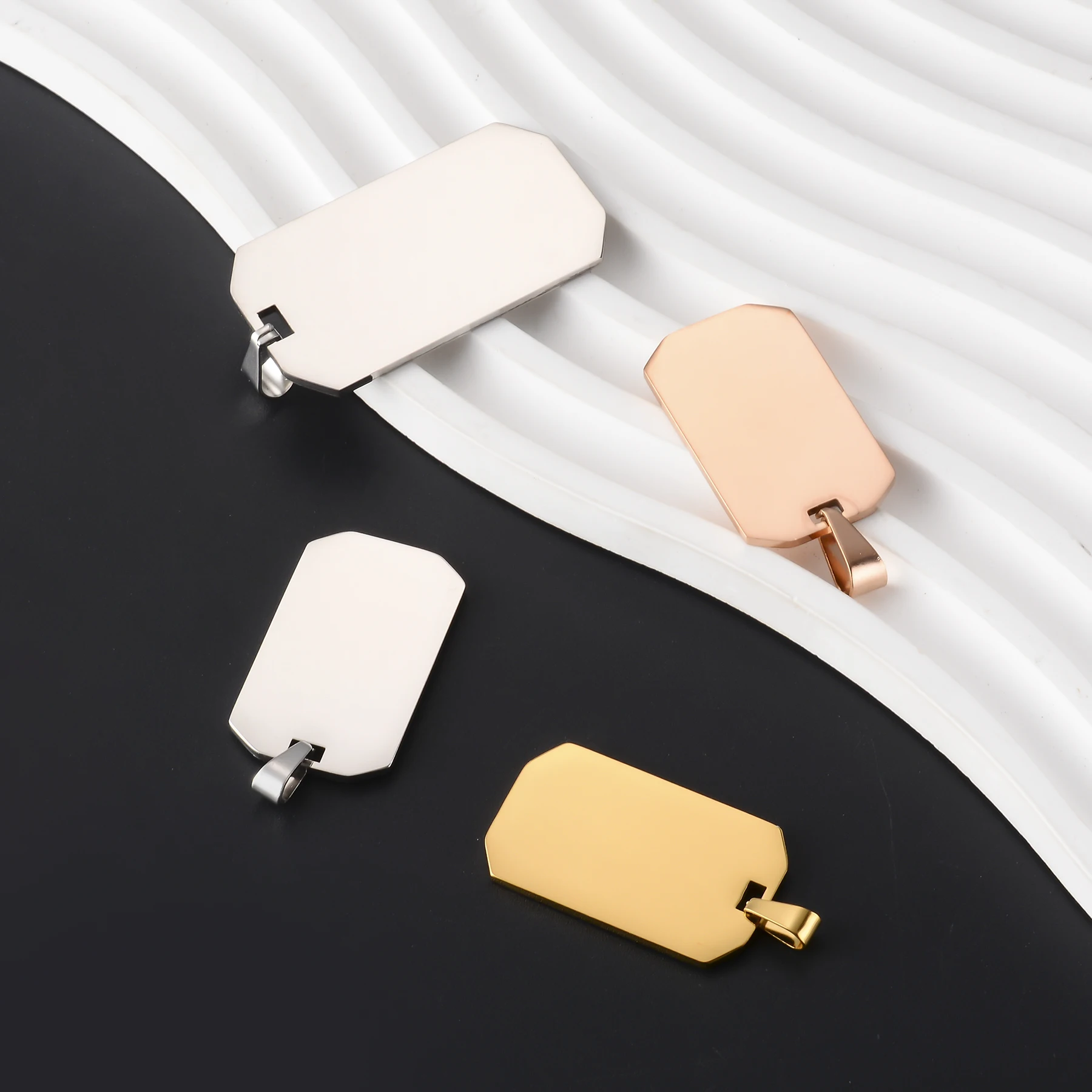 

5Pcs/lot Trendy Stainless Steel Military Army Tag Men Dog tag Pendant Blank ID For Unisex Punk Octagon Hip Hop Necklace Jewelry
