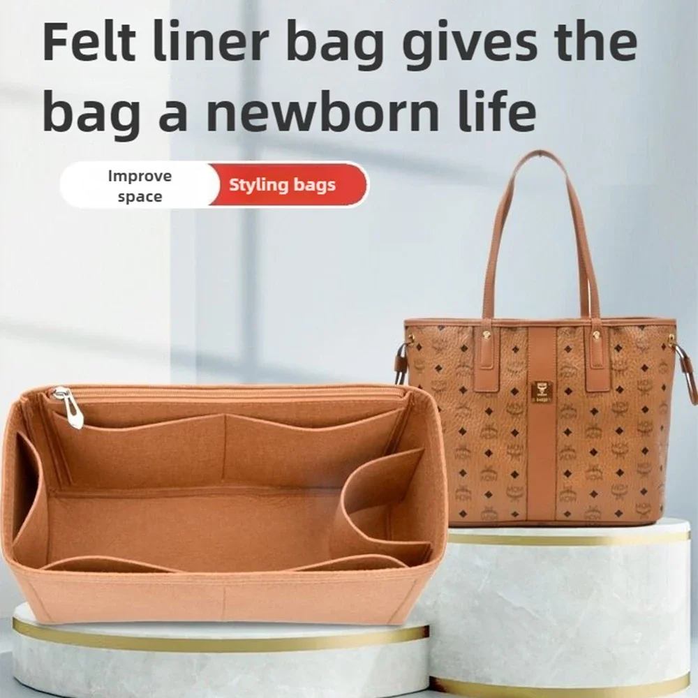 Сверхлегкий фетровый органайзер-вставка для дорожных сумок, сумка для хранения косметики нестандартного размера с гнездом для чехла для телефона, универсальное рождество