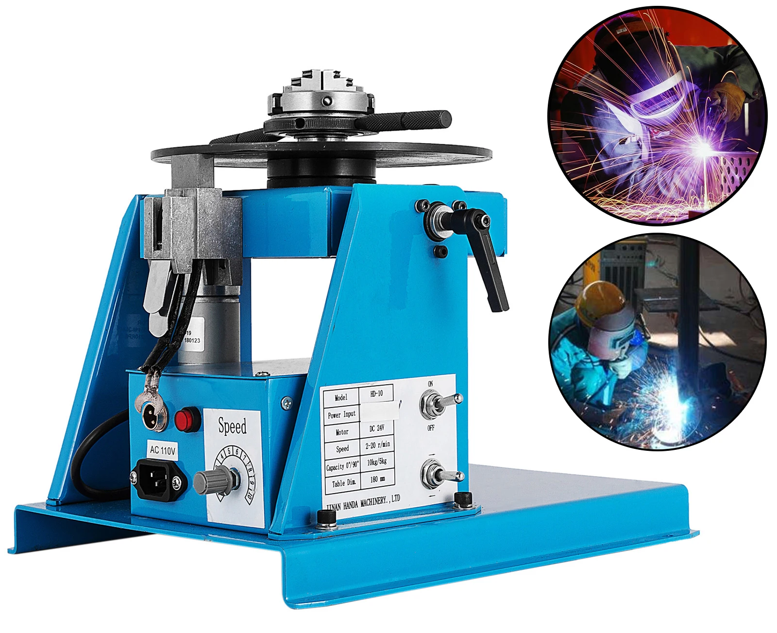 

DEM BY-10B 110v Turntable Table 2.5" Rotary Welding Positioner With 3 Jaw Lathe Chuck 2-20rpm