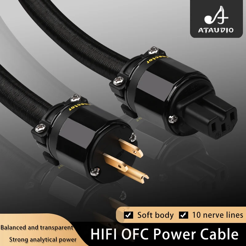 ATAUDIO Hi-Fi шнур питания Высокое качество чистая медь OFC Core Разъем AU/US/EU Аудиокабель Hi-Fi усилитель Кабель питания
