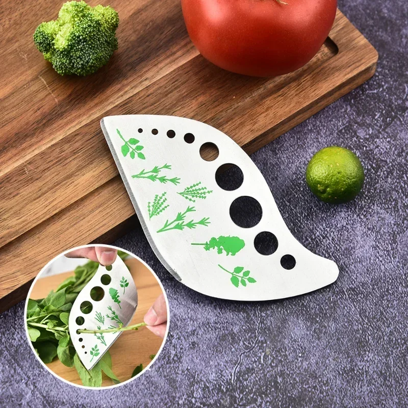 9 Holes Herb Cutter Stripper Stainless Steel Kitchen Leaf Stripping Tool Metal Pealer For Kale Greens Rosemary Garlic mincer