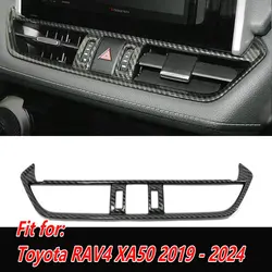 For Toyota RAV4 XA50 2019~2021 2022 2023 2024 Hybrid ABS Carbon Fiber Style Center Console Air Condition AC Outlet Vent Cover
