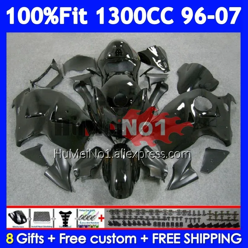 Fairing For SUZUKI GSXR 1300 CC Hayabusa GSXR-1300 126No.55 GSXR1300 96 97 98 Gloss black 99 00 01 2002 2003 2004 2005 2006 2007