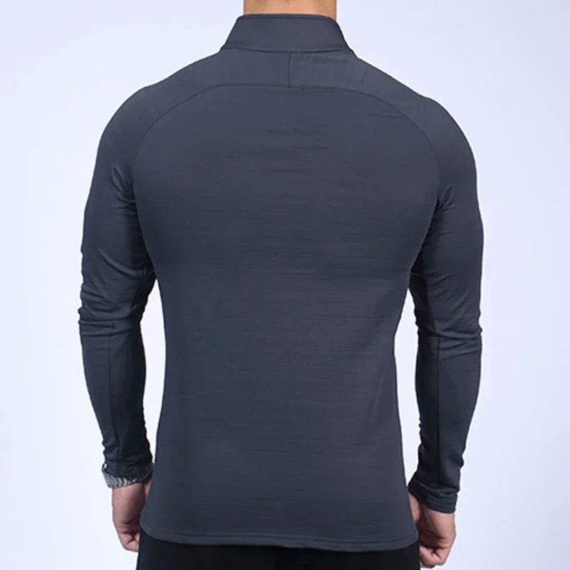 Camiseta deportiva de secado rápido para hombre, camiseta de senderismo y Trekking al aire libre, ropa de entrenamiento para correr con media cremallera