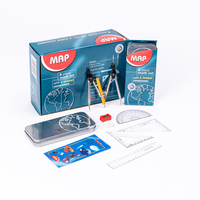 Wholesale Geometry Math Compass set 9piece with Shatterproof Storage Box Includes 2 Compasses, Ruler, Eraser, Pencil Sharpener